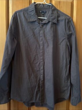 GAP Men's Dark Gray Microdot Button-Up Shirt Jacket